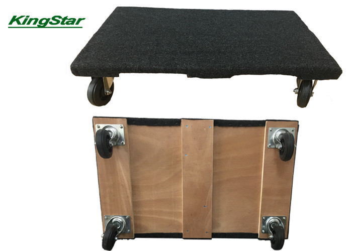 Open 4 Wheel Carpeted Furniture Dolly Cart With Heavy Duty Hardwood Frame