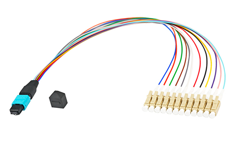 12 Core MPO MTP Cable Male To LC SM MM Hybrid Fiber Optic Patch Cord