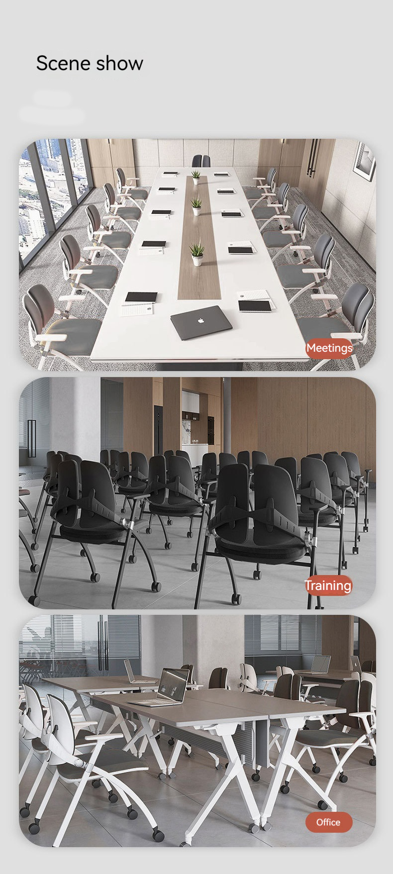 Adjustable Fixed Handrail Double Back Folding Conference Chair for Corporate Events