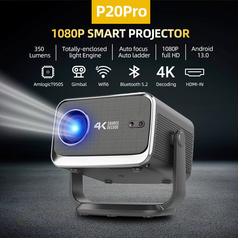 FLYIN P20 Pro 4K 350Lms 1080P Full HD Projector Auto Focus Lens LCD Lamp Android 13 Airplay Features Portable Home Theater Use