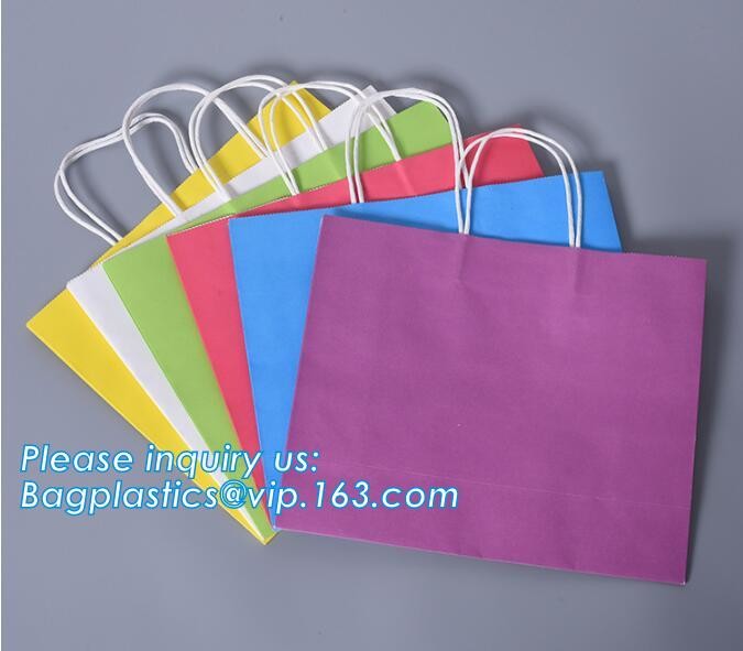 Customized Red Printed Kraft Paper Shopping Bag with Ribbon Handles and Bowknot,Kraft Paper Shopping Bag with Kinds off