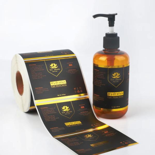 Custom Gold Foil Label Sticker Print Private Labels For PET Lotion Cosmetic