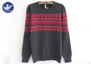  Jacquard Pattern Men'S Knit Pullover Sweater Crew Neck Long Sleeves OEM Service Manufactures