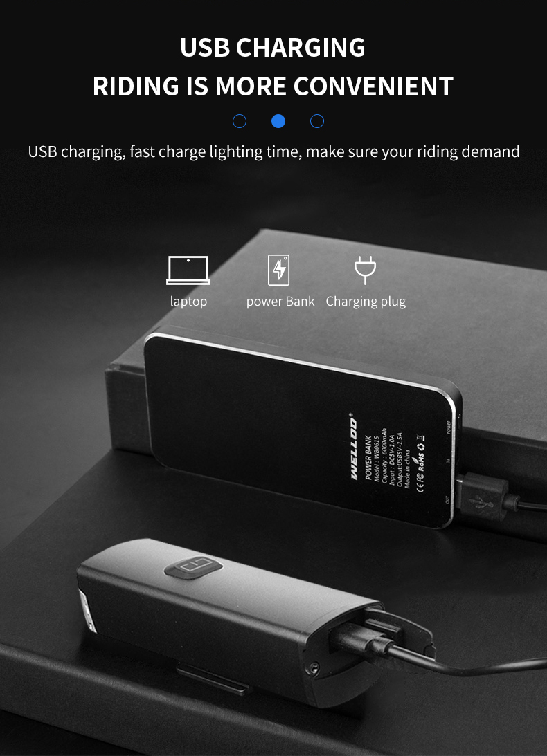 High Lumen Ipx6 LED Bicycle Light USB Fast Charging Bicycle Flashlight