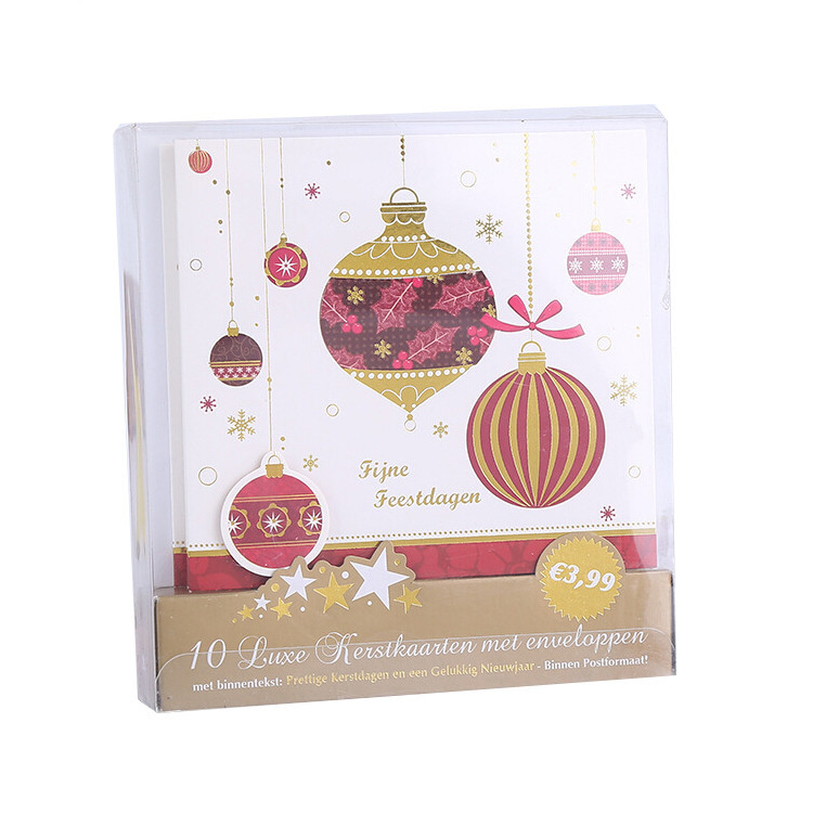 Factory Directly Merry Christmas Greeting Card with Envelope Packed in PVC / PET Box