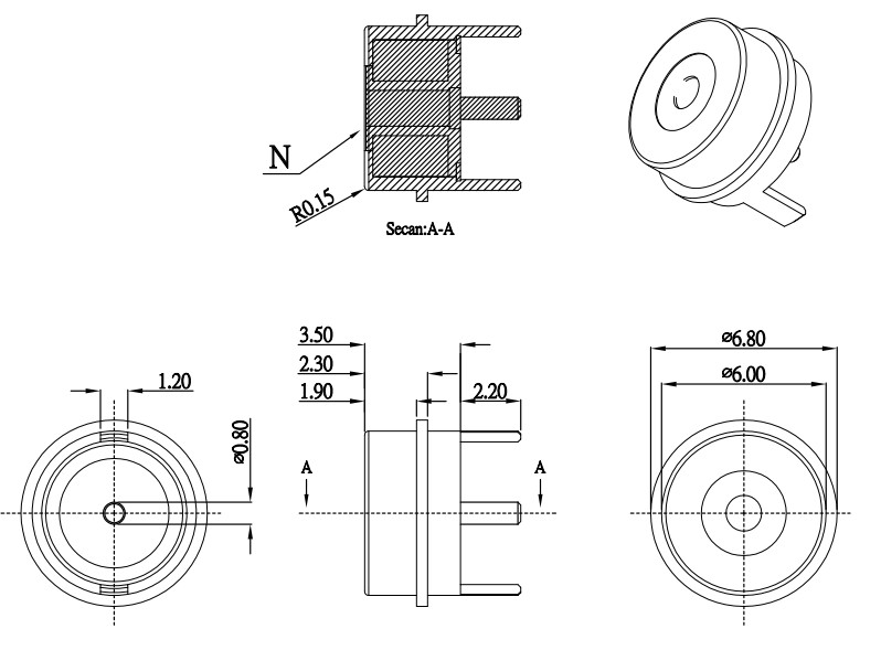 Dia. 6.0mm Round Magnetic Connector Silver Magnetic Power Connector 12v
