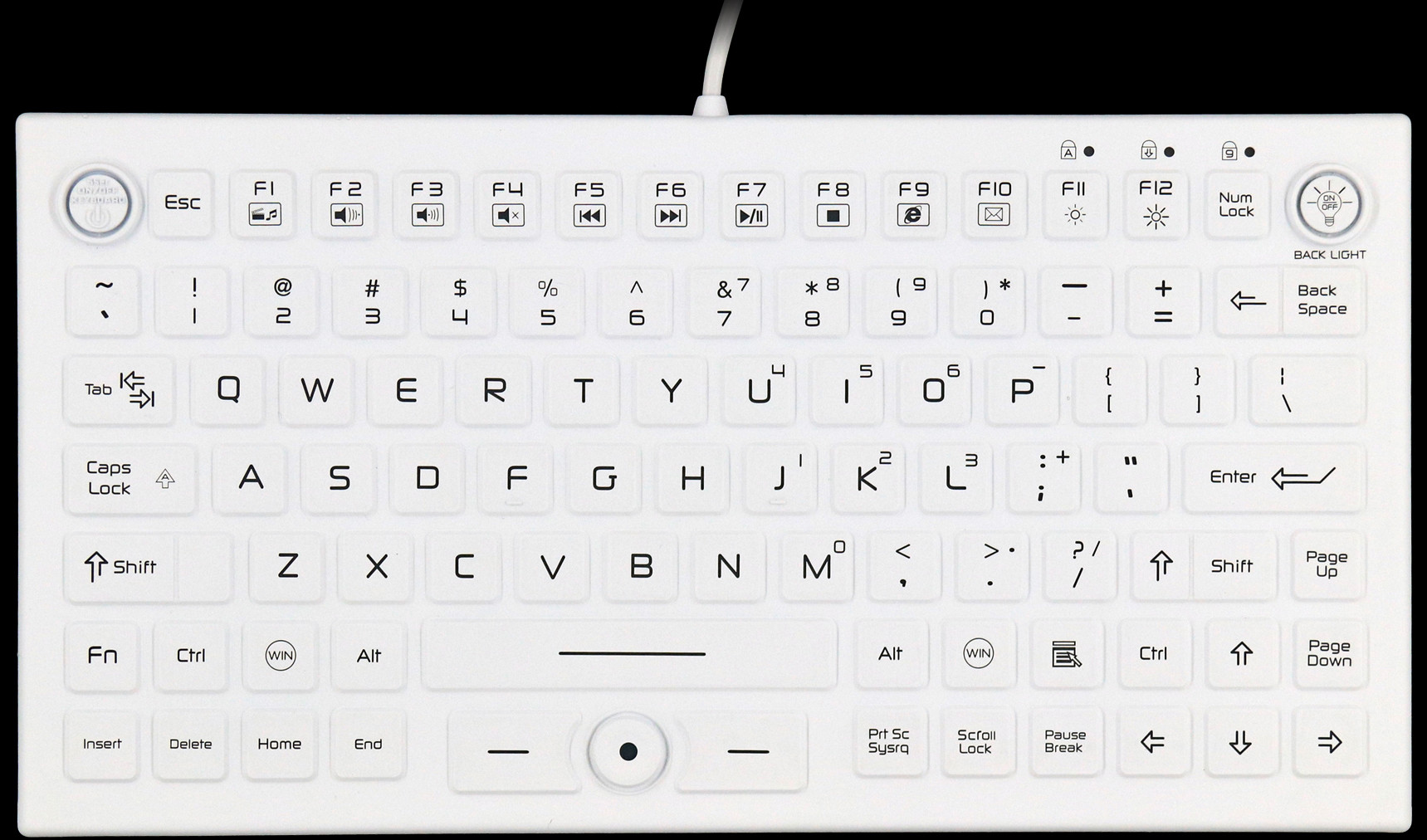 Compact Antivirus Medical Keyboard With 12 Function Keys And FSR Mouse