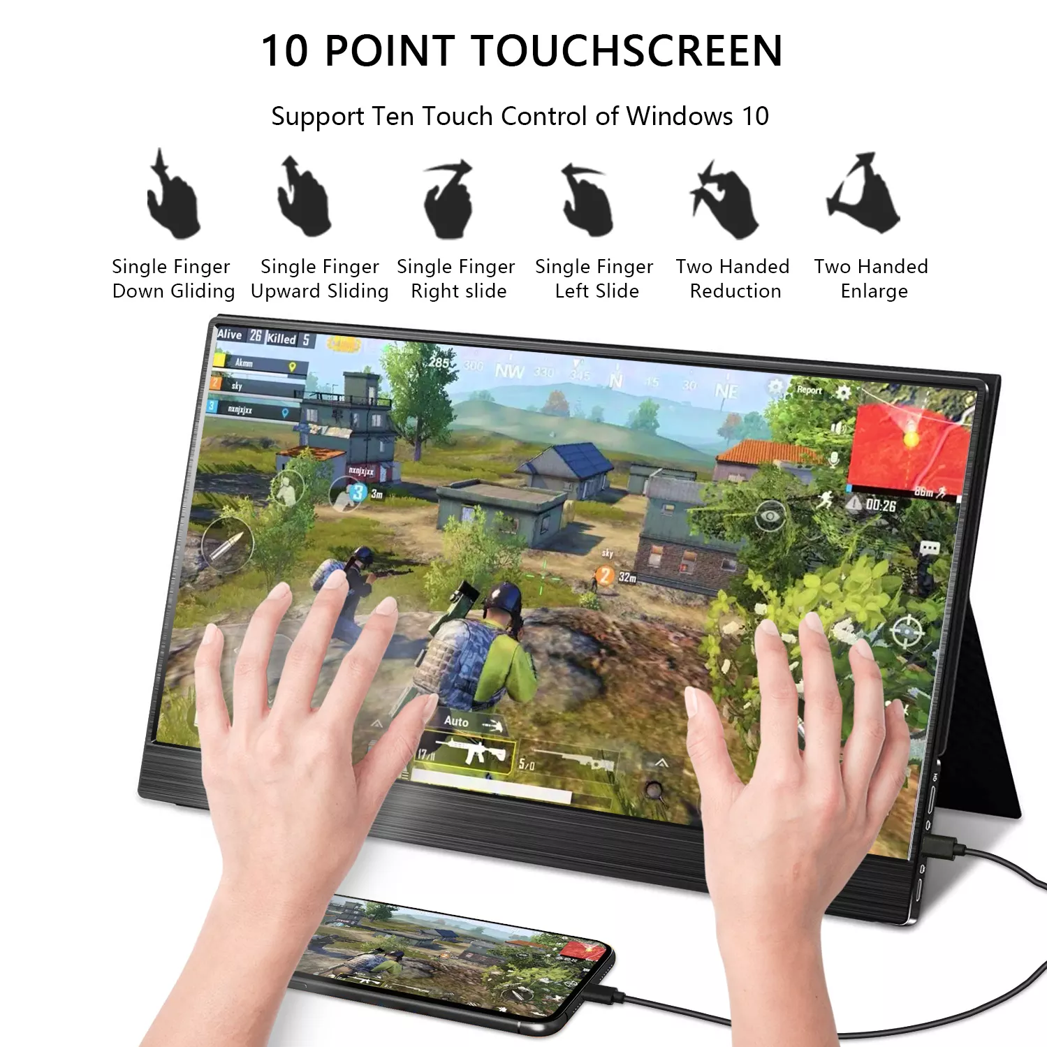 15.6 Inch 1080P USB-C HDR LCD Touchscreen Monitor Dual Premium Speakers Smart Cover External Display Compatibility Portable