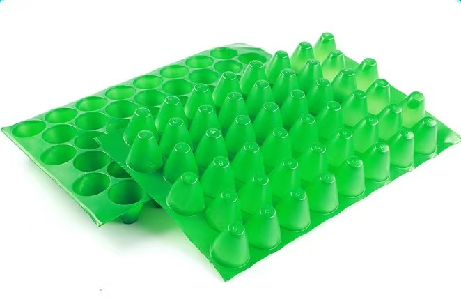 custom 48 cell green PP plastic germination tray round planting seedling grow paddy tray