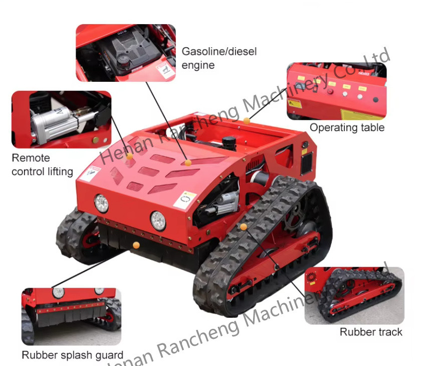 Crawler Type Four Wheel Hybrid Remote Control Lawn Mower 20mm-180mm Cutting Height