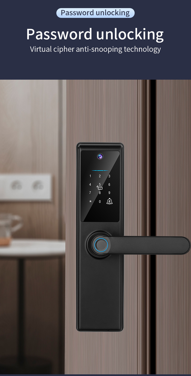 Camera Smart Door Lock 5050 Mortise Fingerprint Passcode Lock