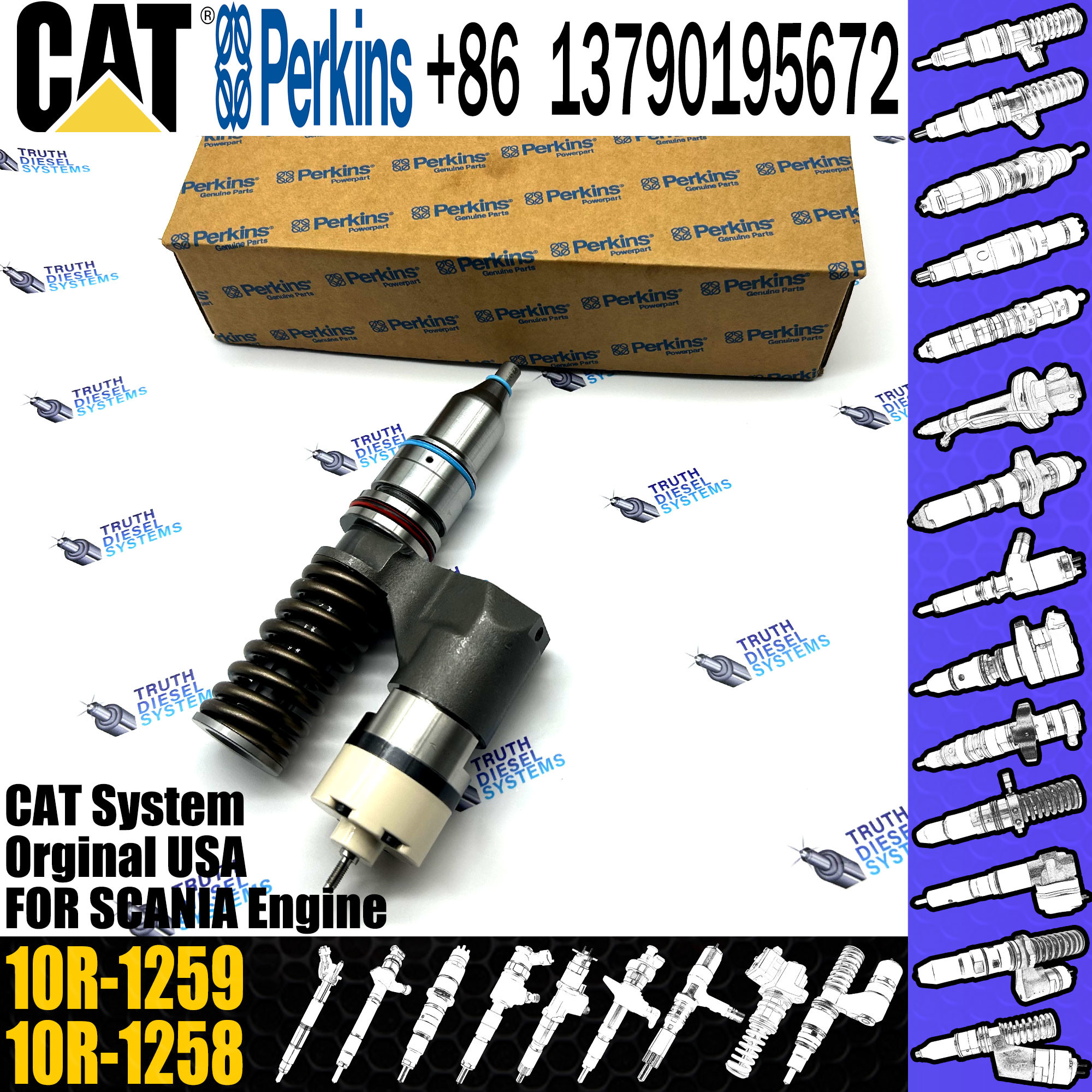 Diesel Fuel Injector 212-3467 2123467 10R-1259 10R1259 for Caterpillar C10 C12 Engine