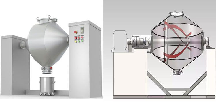 Pet Food Double Cone Blender 100L Double Cone Mixer 15rpm