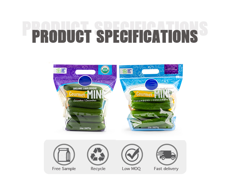 500g Vegetables Resealable Stand Up Pouch Bags Dry Fruits Packaging Pouch Zipper Top
