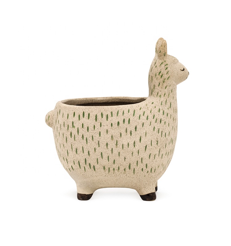 Unique Alpaca Lama Flower Succulent Pot in Pottery Clay Ceramic Wholesale Hot Sale Lovely Instagram 3D Flower/succulent Pots