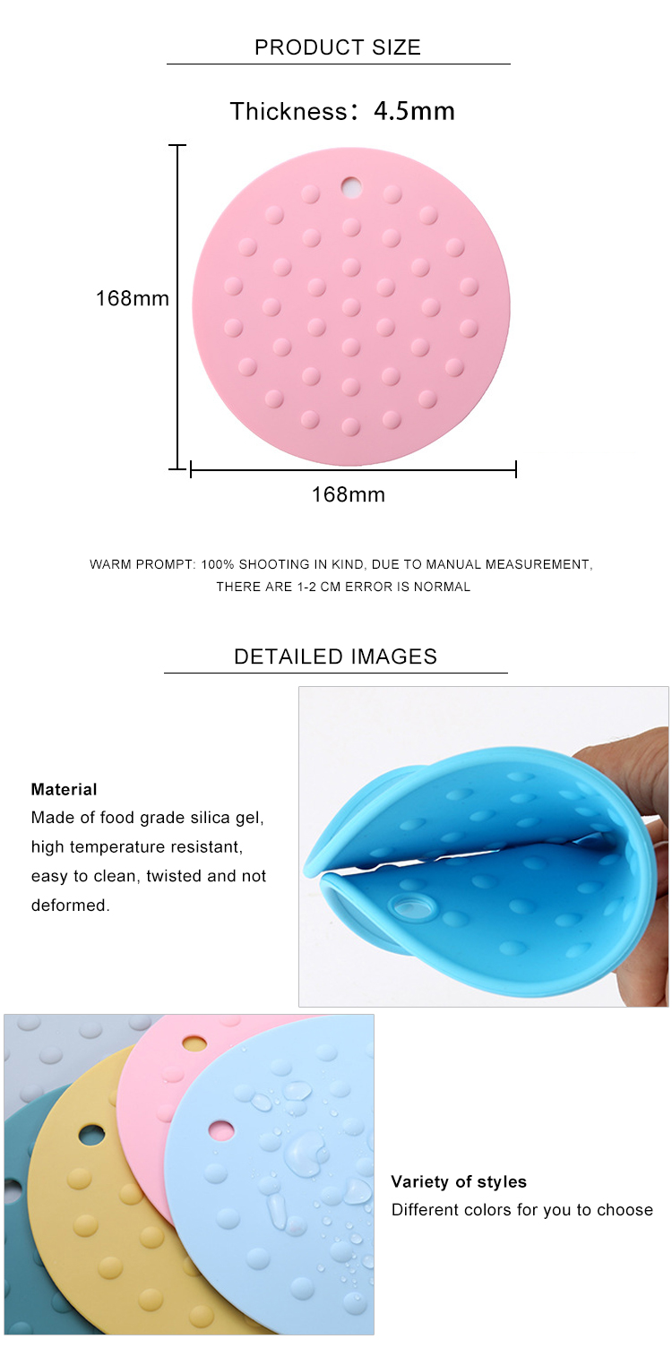 Anti Slip Round Silicone Heat Resistant Placemat