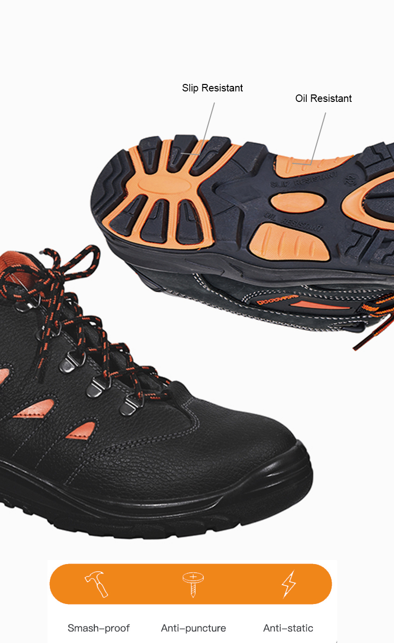 Split Leather PU Injection STEEL TOE Safety Shoes UC-385 for Workplace Protection