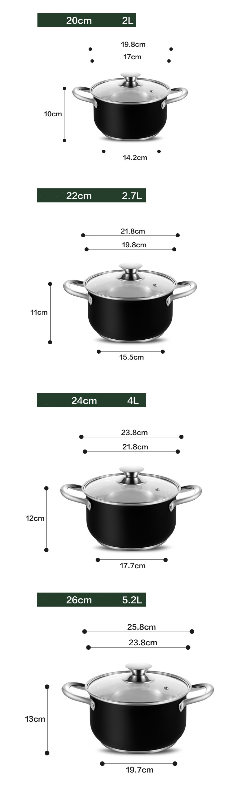 Restaurants 5pcs Stainless Steel Straight Pot Quality Kitchenware and Cookware Set