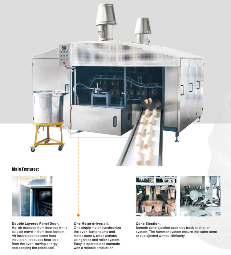 Customized Various Shape Ice Cream Rolled Sugar Cone Machine