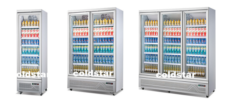 Commercial Refrigerated Beverage Coolers Glass Door Refrigerator Showcase