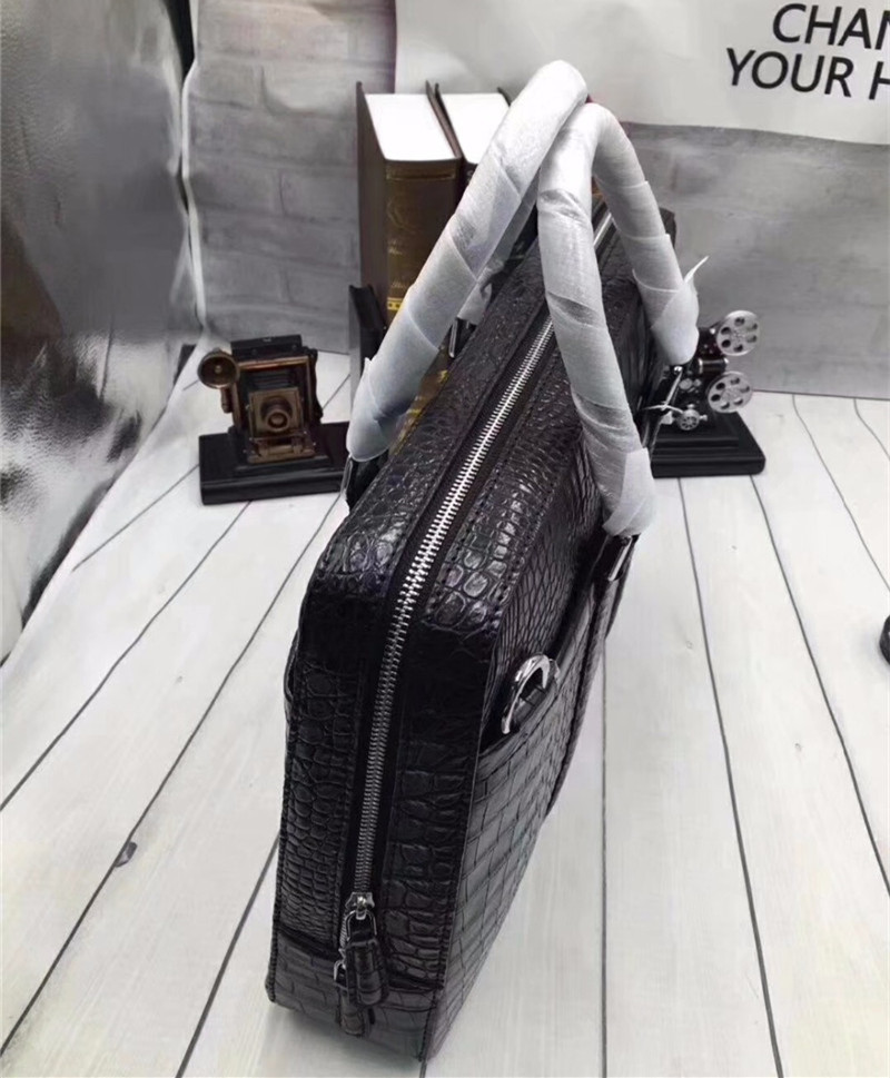Business Style Genuine Crocodile Belly Skin Men's Working Bag Briefcase Exotic Real Alligator Leather Male Large Handbag