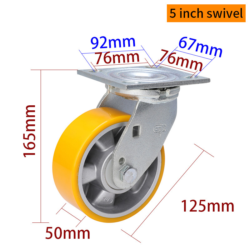 420kg Plate Aluminum 5 Inch Heavy Duty Caster Wheels With Brakes