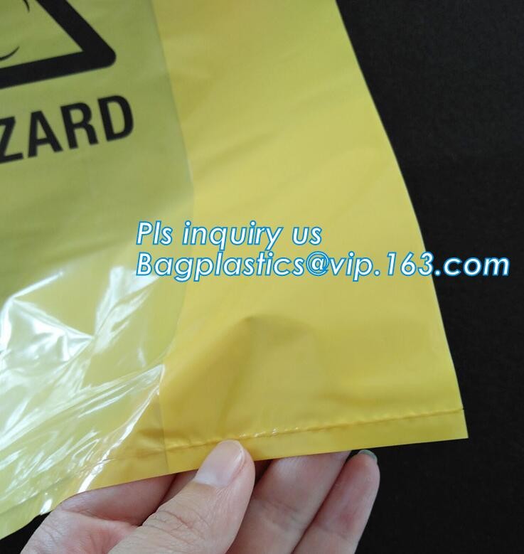 Customized color biohazard medical waste drawstring bag drawtape bag, biohazard medical waste bags for clinical waste,ye