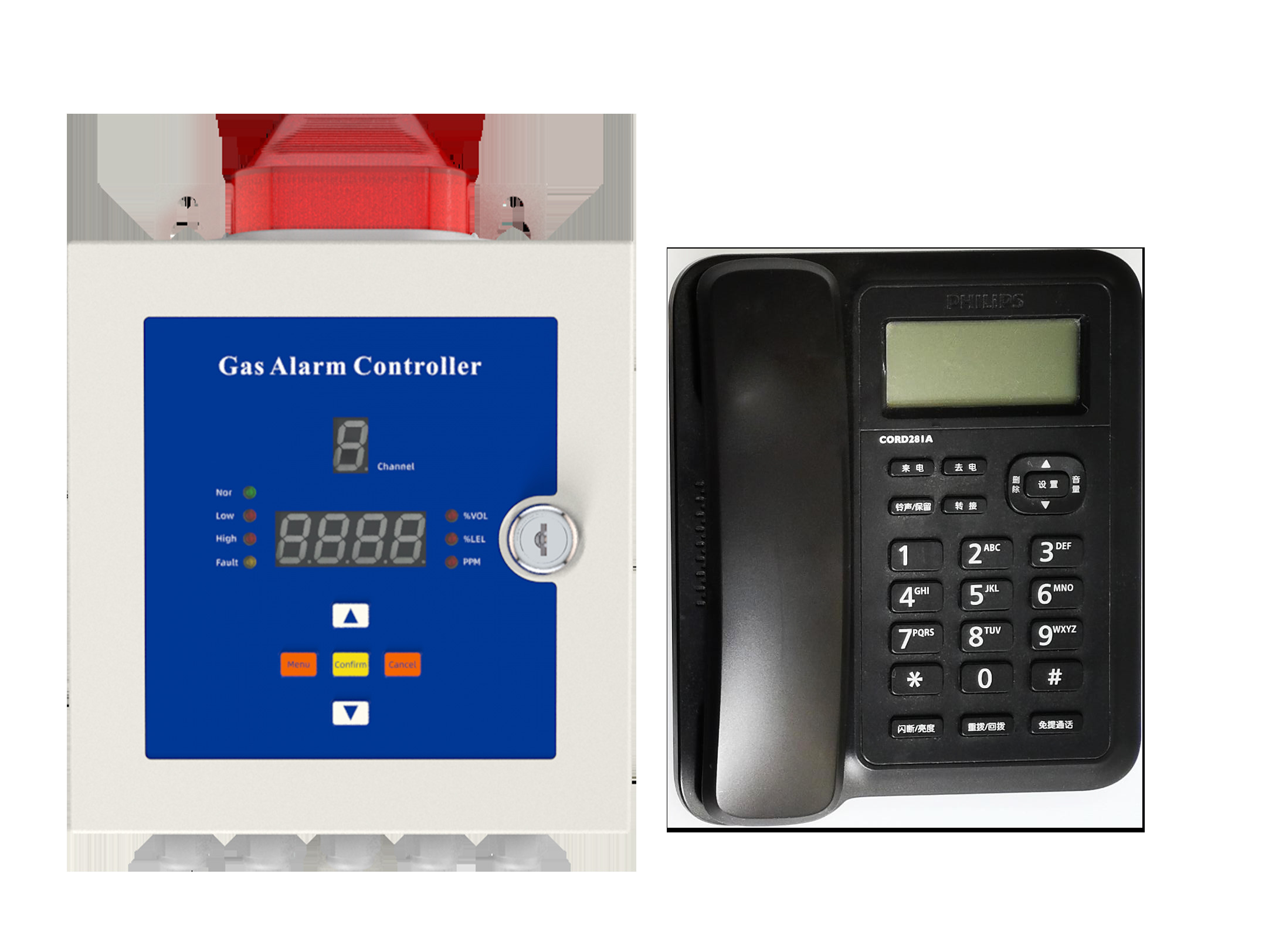 24V DC Automatic Working Gas Detector Controller Sound & Light Alarm