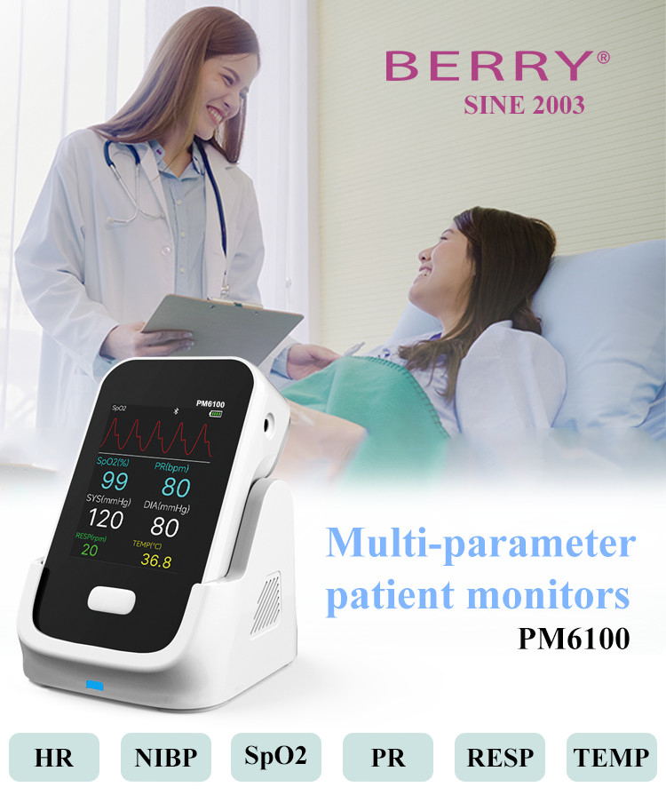 Bluetooth electric Multi Parameter NIBP,ECG,SPO2 Patient Monitor Lithium Battery