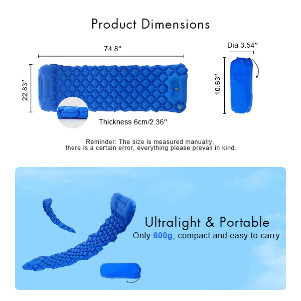 Egg Groove Shaped Outdoor Sleeping Mat With Pillow Folding Sleeping Mat Camping