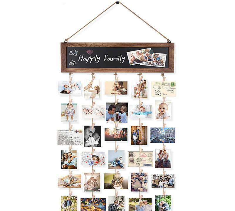 Picture Frames Collage Photo Hanging Display Picture Board Wood Rustic Frames for Wall Decor and Dorm Room Decor with Blackboard