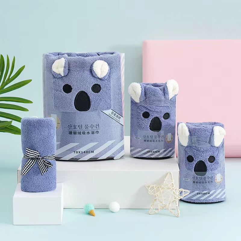 4 Piece Bath Towel Set Soft Touch Hand Face Printed Luxury Towel Set Bathing All-Season