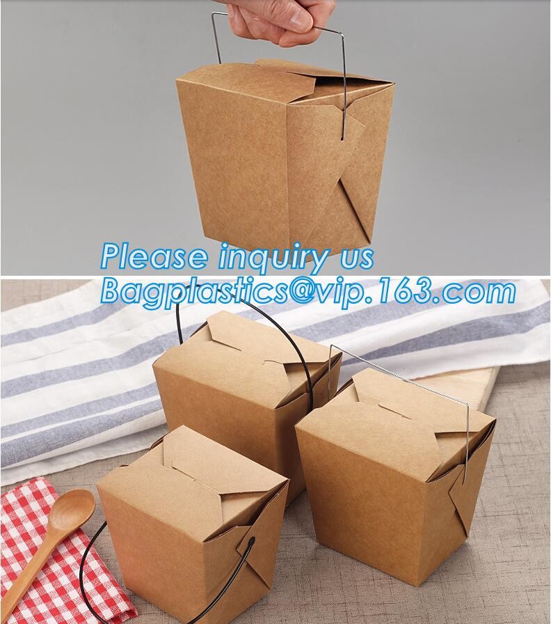Cheap Cardboard foldable kraft paper lunch box with window,Lunch noodle fast food kraft paper box by customized logo pri
