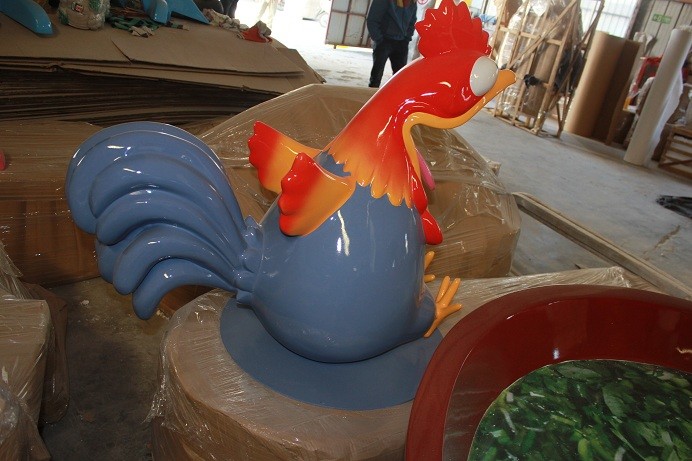 outdoor mascot rooster statue by fiberglass in garden/ plaza/ shopping mall for attraction