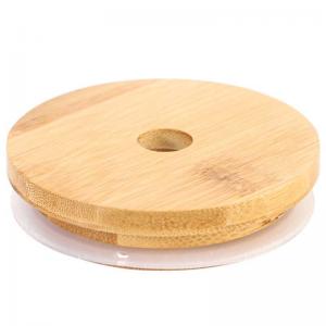 China Kitchen Storage Jars Round Square Bamboo Jar Lid With Silicon Ring Airtight on sale