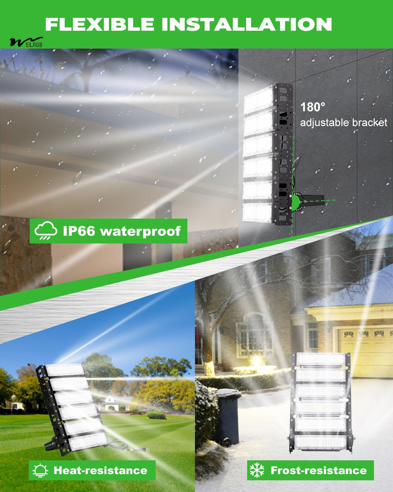 300W Equivalent 39000LM Super Bright LED Arena Lights Corded Electric IP66 Waterproof