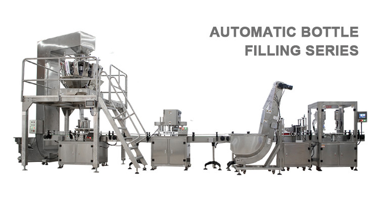 OEM Automatic Bottle Filling Machine Pork Jerky Mixed Nut Snacks Mulit Heads Weigher Filling Capping Machines