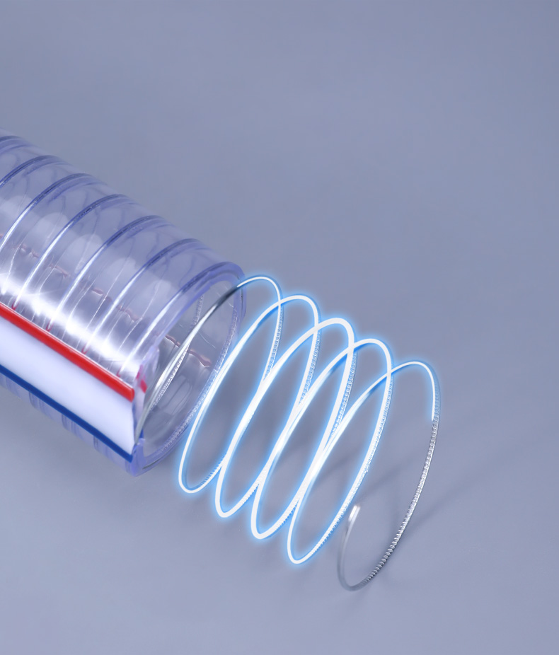 UMETASS 3/4" Transparent PVC Spiral Steel Wire Reinforced Hose with Flange Connection