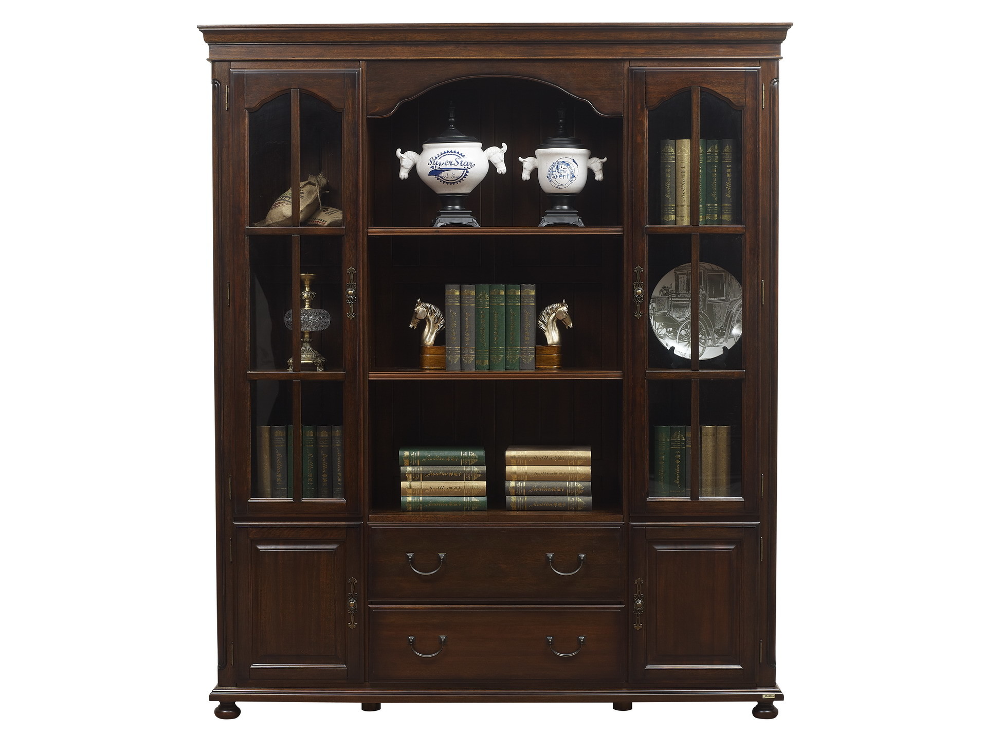 Home Office Study room furniture American style Big Bookcase Cabinet with Display chest can L shape for corner wall case