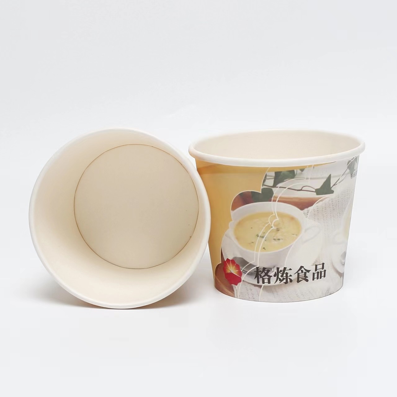 Customized disposable paper bowl round thickened take-out paper soup cup and lid food packaging wholesale