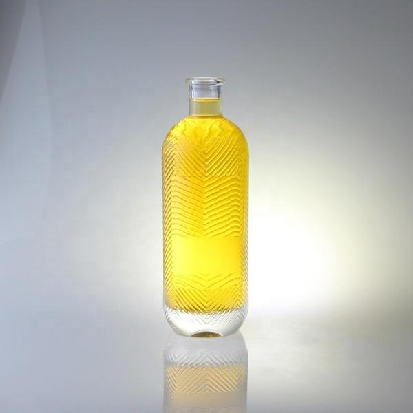 Transparent 750ml Capacity Extra Flint Engraving Glass Bottle With Cork With