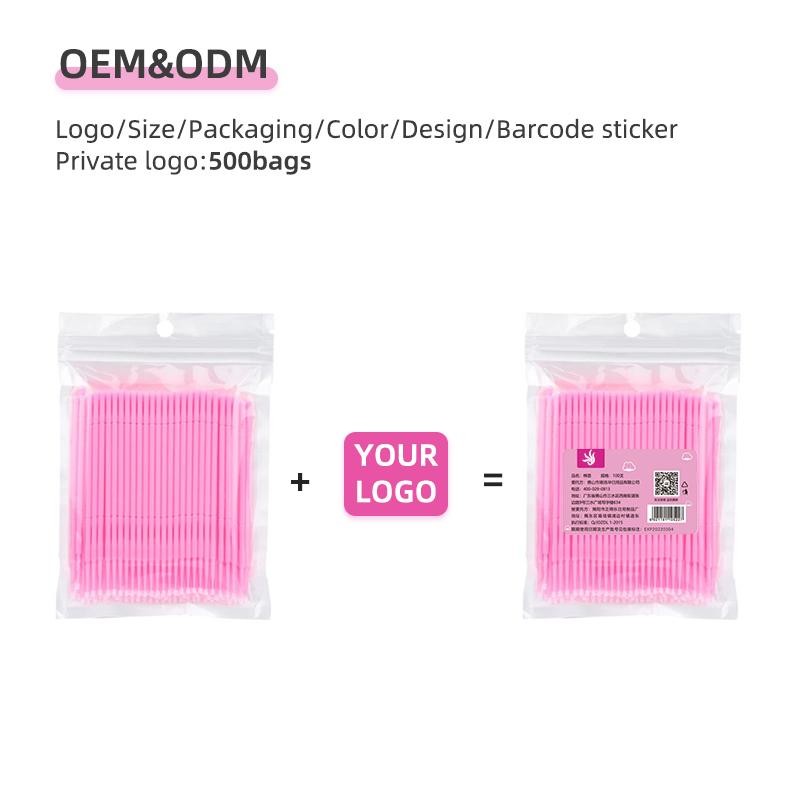 100PCS / Bag Disposable Cotton Swabs Plastic Grafted Eyelash Remover Cleaning Microfiber Tip
