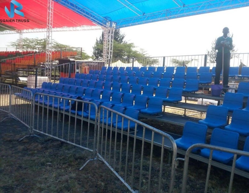 3 / 4 /5 Row Aluminum Stadium Bleachers Grandstand With Fence High Loading Capacity