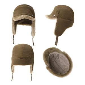 China Men 56cm Winter Leather Trapper Hat Warm With Fur on sale