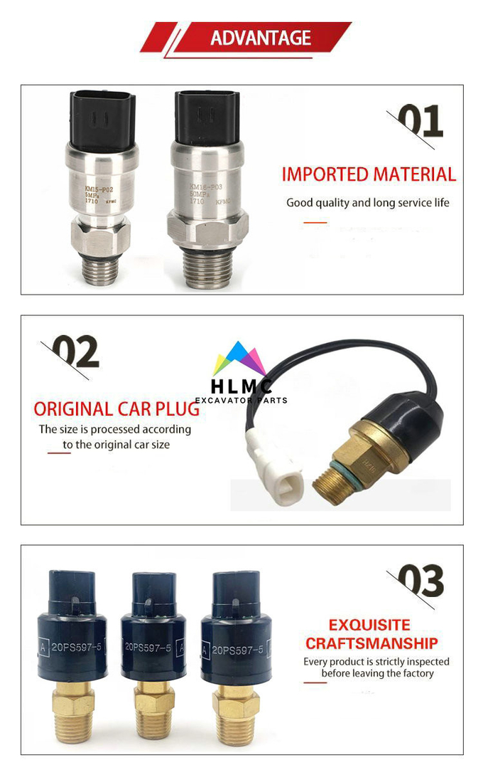KHR2915 Oil Pressure 5Mpa Sumitomo SH200A3 SH200-3 Pressure Sensor Accessories KM11 CASE Excavator CX130 CX160 CX210