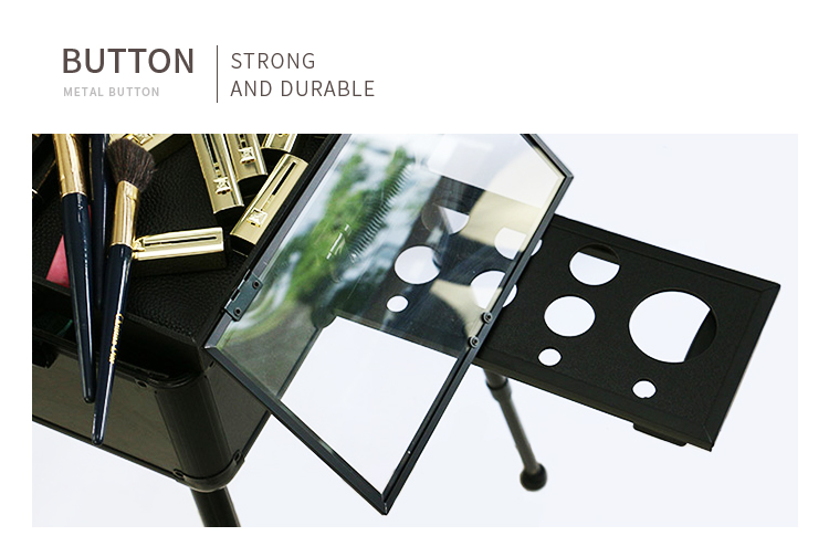 Beautiful Rolling Makeup Case With Lighted Mirror , Makeup Trolley With Mirror