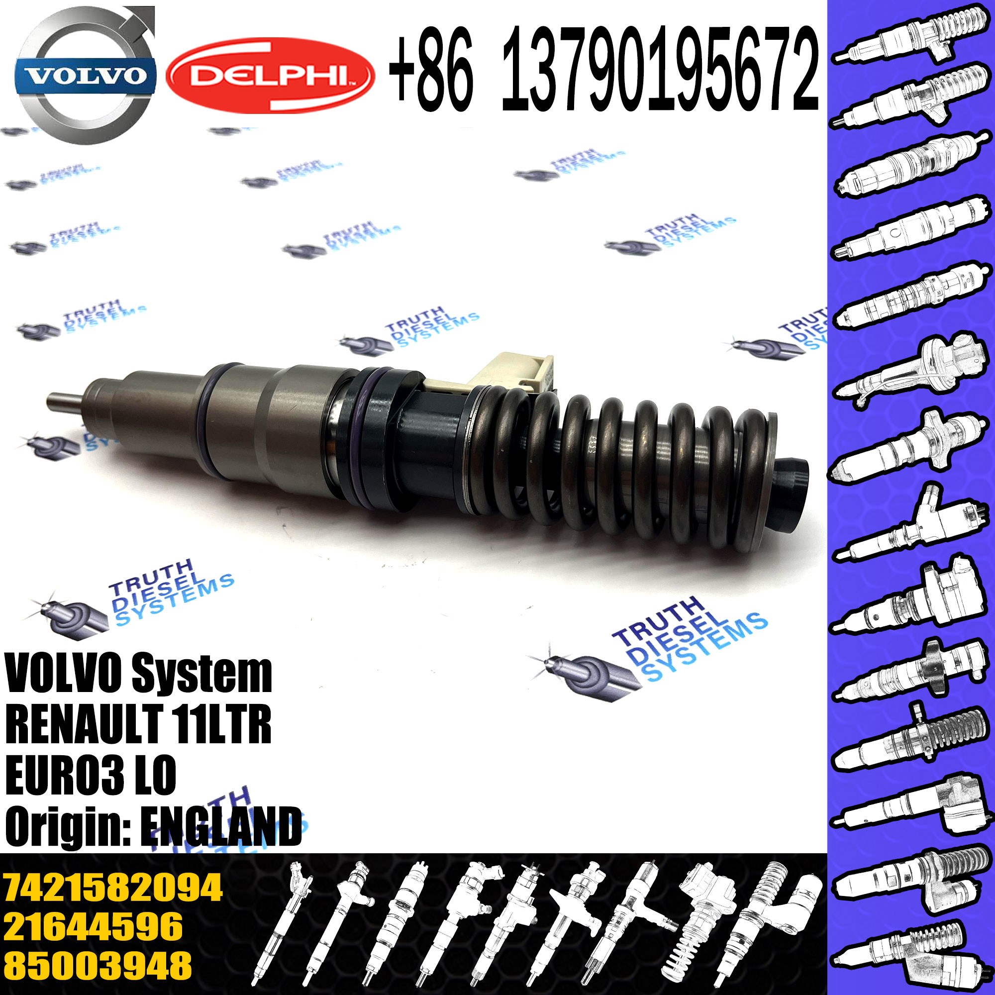Common Rail Diesel Fuel Injector 21582094 BEBE4D35001 7421582094 for Engine Parts