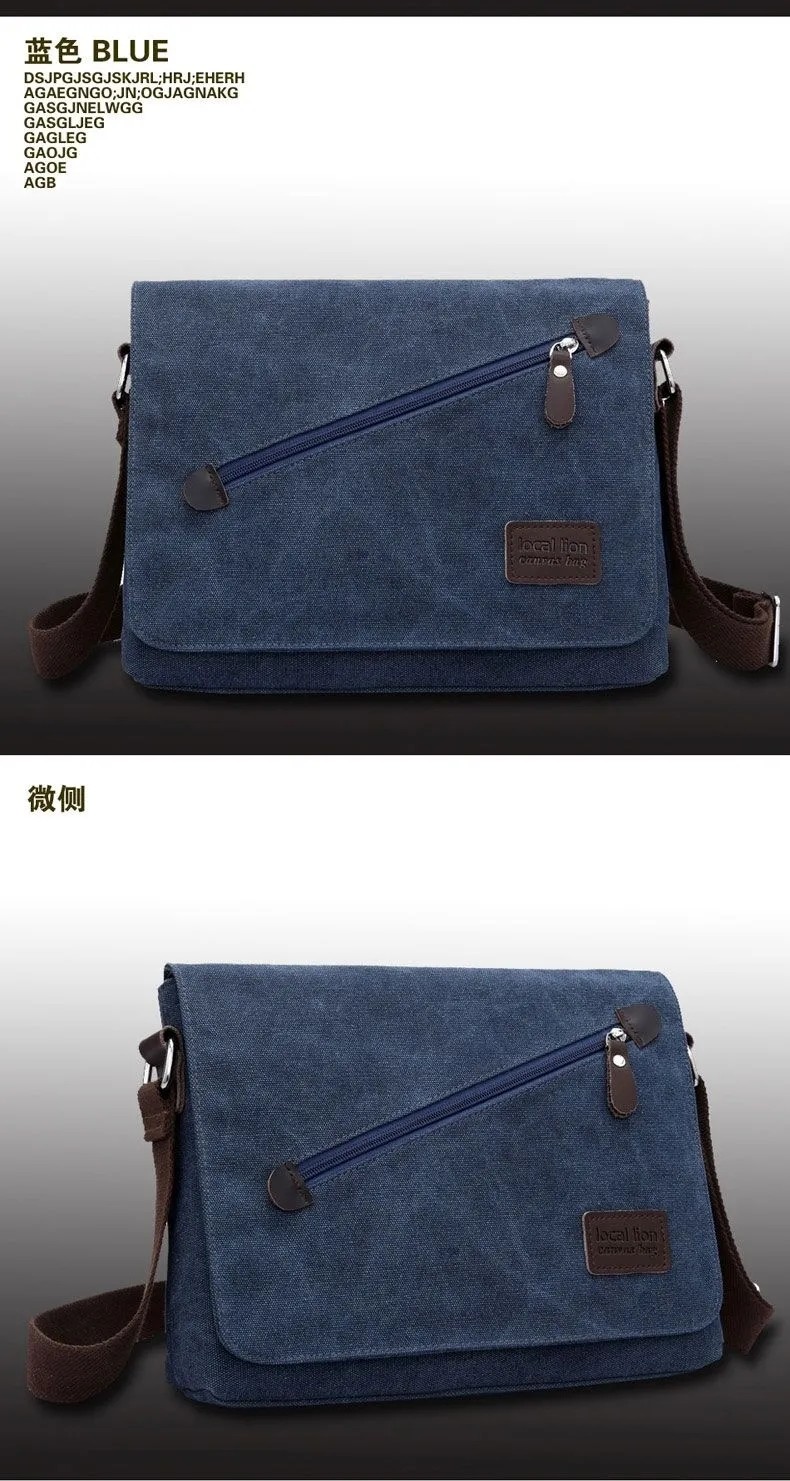 Custom Business Men's Crossbody Shoulder Washable Canvas Messenger Bag For Men