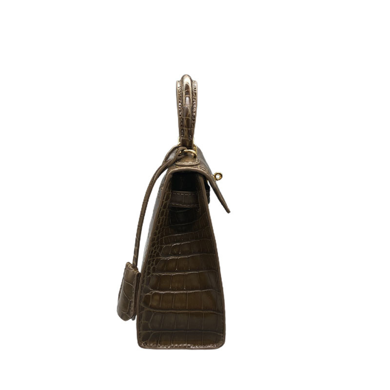 Genuine Leather Dark Green Fashion Women Handbag Custom Logo