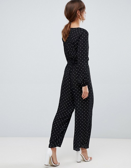 OEM hot sale long sleeve girls spot jumpsuit with wrap